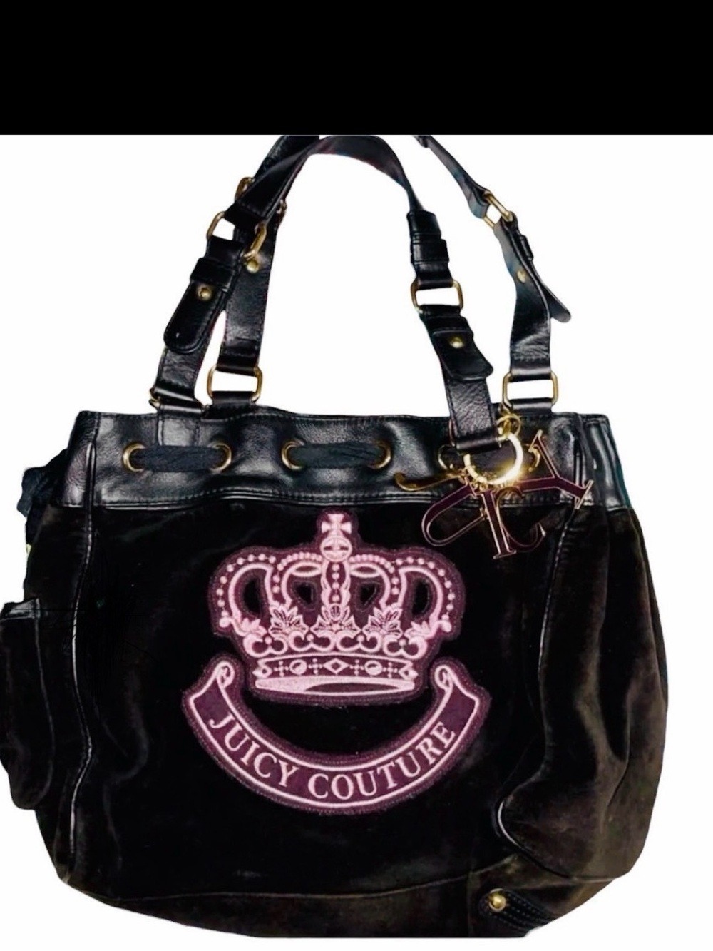 Juicy Couture vintage Black Velour Pink Crown Daydreamer y2k